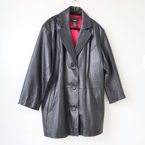 George Woman Black Leather Blazer Jacket, Size XL - Picture 2 of 16